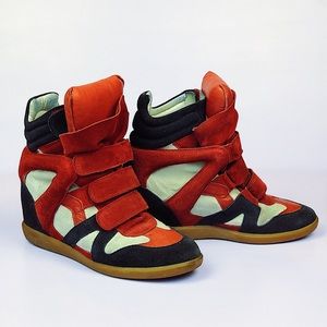 Isabel Marant Bekett Tri-color Suede Wedge Sneaker